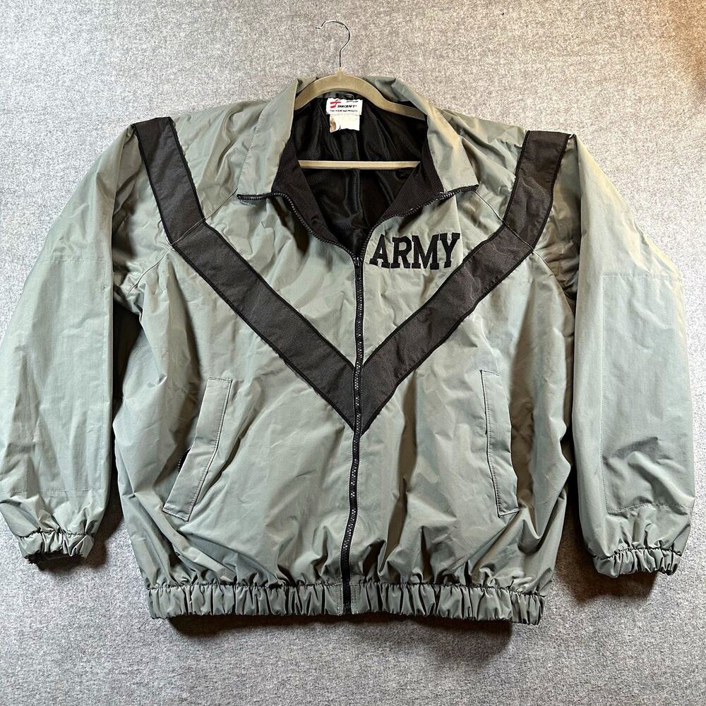 SKILCRAFT Army Windbreaker Jacket Gray Black Full Zip Stand-Up Collar Men’s L